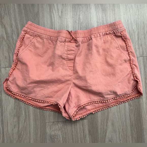 LOFT Pants - LOFT High Waist Pink Shorts with Pom-Pom Detail